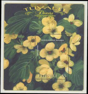 Tuvalu #810-812, Complete Set(3), Sht of 6 & S/S, 1999, Flowers, Never Hinged