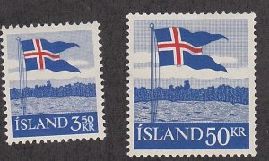 Iceland  # 313-314, Icelandic Flag 40th Anniversary, Mint Hinged, 1/3 Cat.