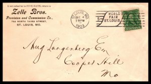 US Zelle Bros Provision and Commission Co,St Louis,MO 1903 Cover