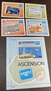 ASCENSION ISLAND # 394-398-MINT NEVER/HINGED-COMPLETE SET & SOUVENIR SHEET-1986