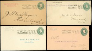 1897-9 Maine, Michigan, VA & Ohio Cds's, Barry Machine Cancel, All Corner Cards!