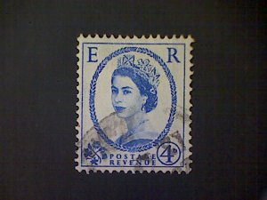 Great Britain, Scott #359a, used(o), 1960, Queen Elizabeth II, 4d, ultramarine