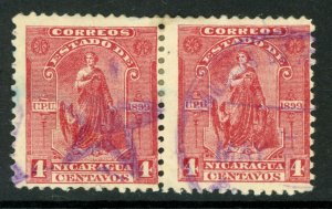 Nicaragua 1899 Seebeck 4¢ Justice Postally Used B729 ⭐⭐⭐⭐⭐⭐
