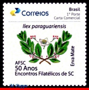 57 BRAZIL 2019 PHILATELIC MEETINGS OF SC, 50 YEARS, YERBA MATE, PLANT, MNH