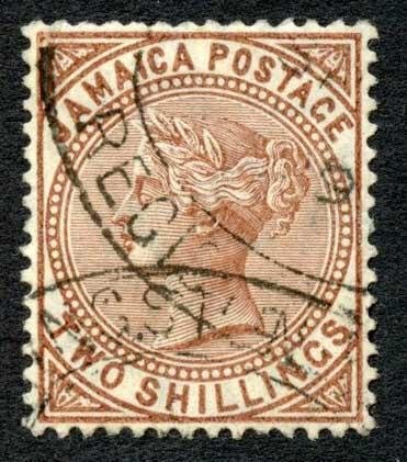 Jamaica SG55 2/- Venetian Red wmk Mult Crown CA   Cat 180 Pounds 