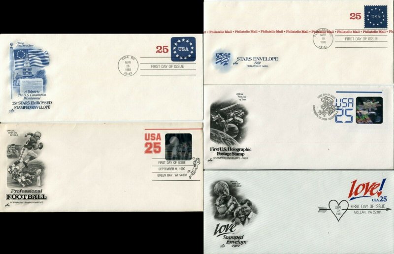 25c FDC First Day of Issue Cover Collection Philatelic Mail Stationery Envelopes