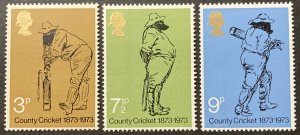 Great Britain 1973 #694-6, Cricket, MNH.