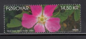 Faroe Islands 2014 MNH Sc #612 14.50kr Soft downy rose - Sepac