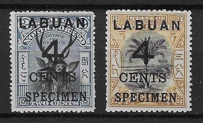 LABUAN 1899 4 CENTS surcharge two Specimen overprints - 38736