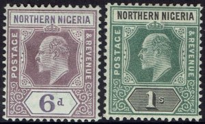 NORTHERN NIGERIA 1902 KEVII 6D AND 1/- WMK CROWN CA