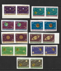 ALBANIA - 1964 SOLAR SYSTEM IMPERFORATE PAIRS - SCOTT 777 TO 785 - MNH