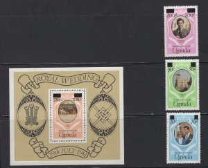 Uganda Scott 314 - 317 - Prince Charles & Lady Diana.  Set Of 4. MNH. #02 UGANs4