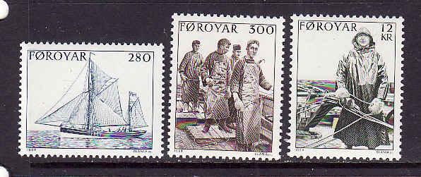 D4-Faroe Is.-Sc#112-14-unused NH set-Faroese Smack-Fishing-1