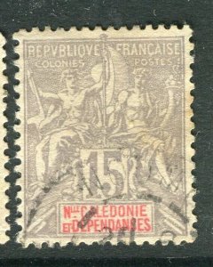 FRENCH COLONIES; NEW CALEDONIA 1890s Tablet type used 15c. value