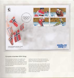 Norway 2014 Presentation Pack of 4 plus FDC A Innland Skiers - Winter Olympic...