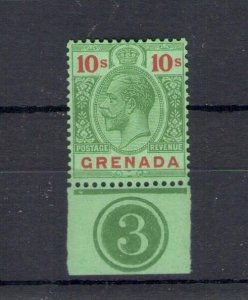 1921-31 Grenada - Stanley Gibbons #134, 10 shillings green and red emerald - Pla