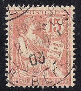 France #134 15C Rights of Man, Pale Red Stamp used F