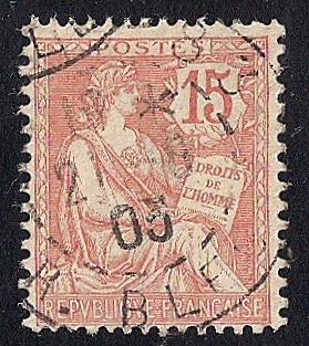 France #134 15C Rights of Man, Pale Red Stamp used F