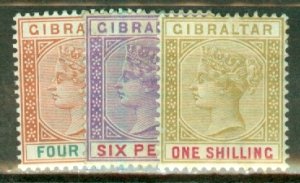 JB: Gibraltar 8-14, 17, 19, 21 mint (12 stained) CV $330; scan shows only a few