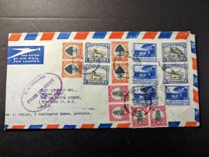 1953 South Africa Airmail Cover Pretoria to New York NY USA Kurt Kornfeld