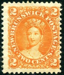 NEW BRUNSWICK-1860-3 2d Orange Sg 10  AVERAGE MOUNTED MINT V28601