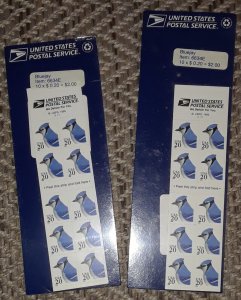 TWO (2) Booklets of 10 = 20 of BLUE JAY Bird 20¢ US Postage Stamps USA Sc # 2483