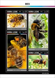 SIERRA LEONE - 2023 - Bees - Perf 4v Sheet - Mint Never Hinged