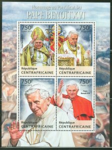 CENTRAL AFRICA 2013  HOMMAGE TO POPE BENEDICT XVI   SHEET MINT NH