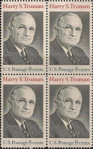 US 1499 Harry S Truman 8c block (4 stamps) MNH 1973