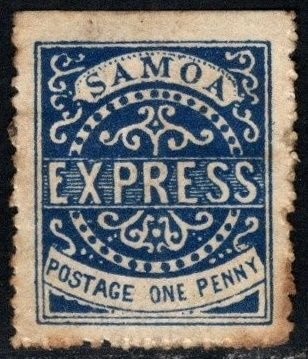 1877-1882 Samoa Express Service Scott #- 1 1 Penny Blue Express Reprint