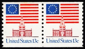 1625  13c Flag over Independence Hall, Coil Pair Mint Never Hinged OG VF