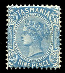 Tasmania #98 Cat$15, 1902 9p blue, hinged