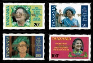 Tanzania 1986 - Queen Mother Birthday, Ameripex OVPT - Set of 4v - MNH