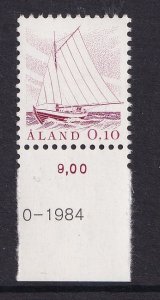 Aland islands   #1  MNH  1985  definitive set  10p sloop  fishing boat