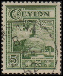 Ceylon 308 - Used - 5c Kiri Vehera, Polonnaruwa (1950) +