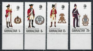 Gibraltar 330-33 MNH 1976 Military Uniforms (ak3954)
