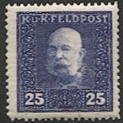 AUSTRIA 1915 MILITARY STAMP Sc M33   25h Mint MNH