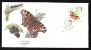 Flora & Fauna of the World #46c-Insects FDC-Peacock Butterfly-Isle of Man-single