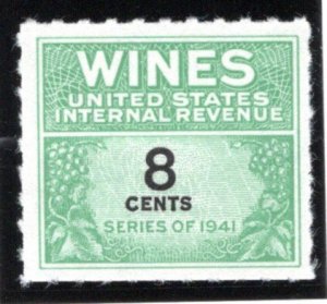 Scott RE121, 8c, MNH, NGAI, Fresh, Type of 1942-49, USA Wine Revenue Stamp