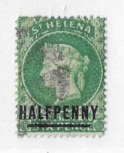 St Helena Sc #32 1/2p overprint on 6p green used FVF