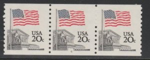 U.S. Scott #1895a Flag Stamp - Mint NH Plate #6 Strip of 3 - MSO