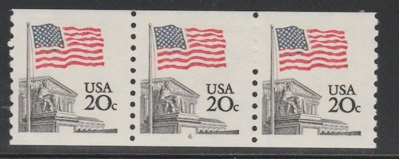 U.S. Scott #1895a Flag Stamp - Mint NH Plate #6 Strip of 3 - MSO