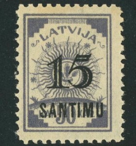 Latvia #133 Overprint 15s Postage Stamp Europe 1927 Mint NH
