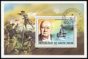 Upper Volta 351, CTO, Birth Centennial of Churchill souvenir sheet