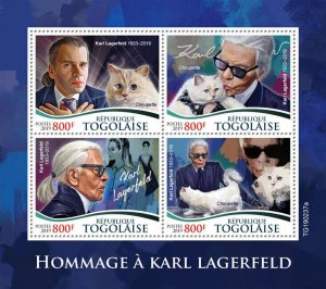 Karl Lagerfeld Fashion Stamps Togo 2019 MNH Famous People Cats 4v M/S