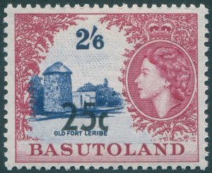 Basutoland 1961 25c on 2s6d bright ultramarine & crimson-lake Type III SG66b MNH