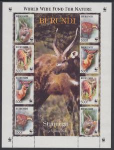 XG-BA378 BURUNDI - Wwf, 2004 Wild Animals, Sitatunga, 2 Sets MNH Sheet