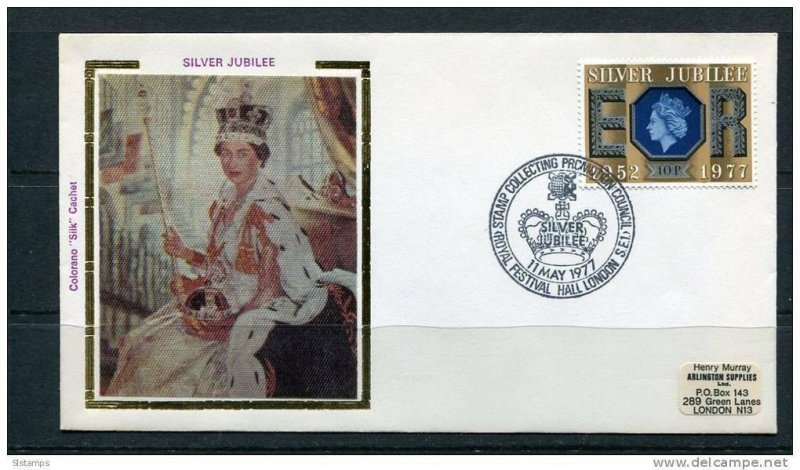 Great Britain 1977 First Day Cover Special Cancel  Colorano \Silk\ Cachet  Eliza