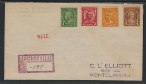 US Sc 552/690 on 1931 Registered Cover w/ BC Fancy Cancel of Brasie Corners, NY