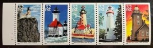 US Scott# 2973a No Fold 32c Lighthouse Booklet Pane XF NH Cat $10.75